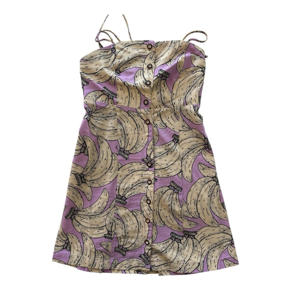 Title: Vibrant Banana Print Mini Dress by Farm Rio - size S